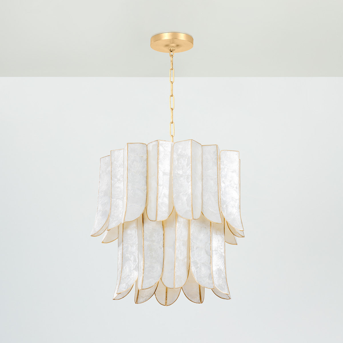 Cartagena Capiz Shell Chandelier – Vintage Gold Leaf