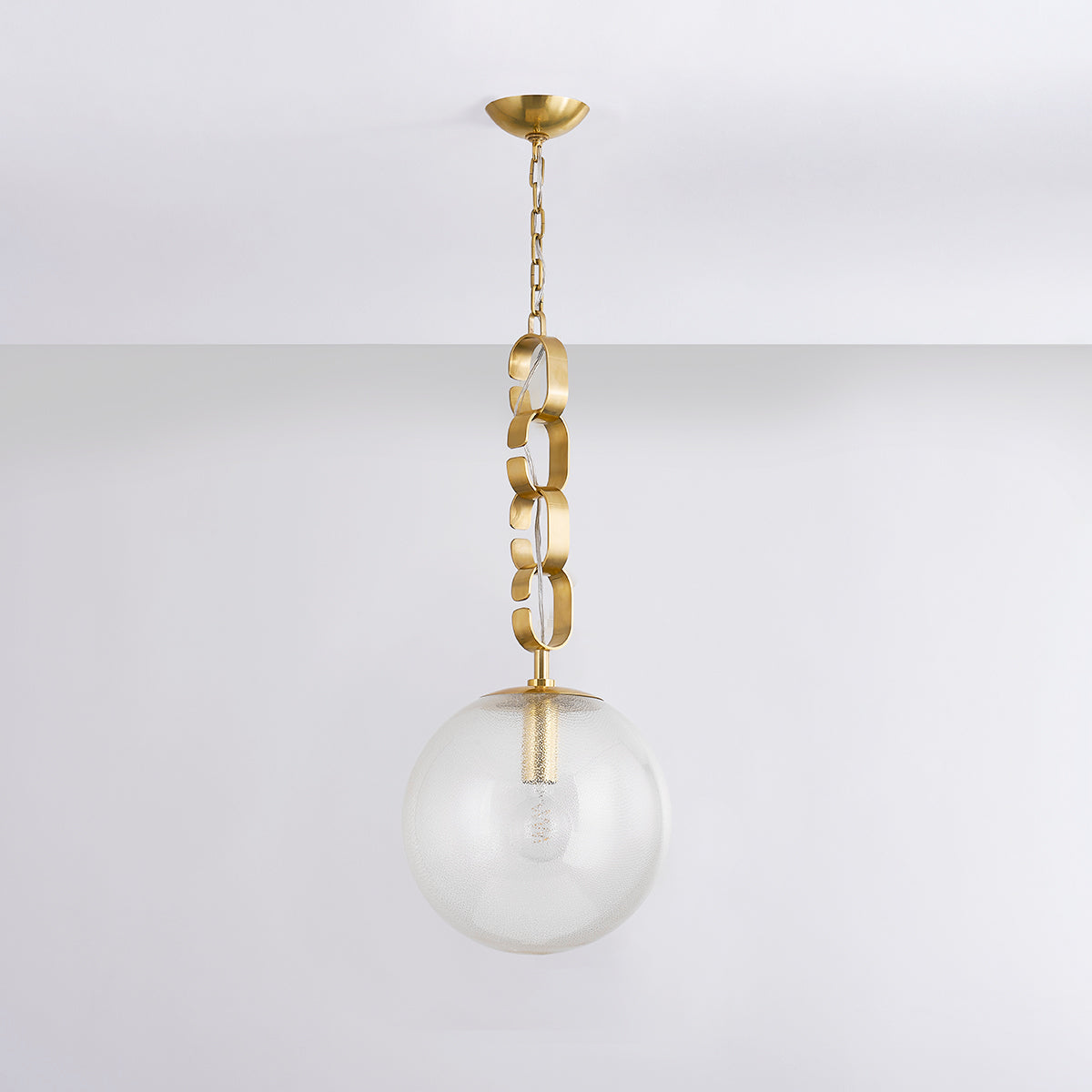 Nessa Glass Pendant – Vintage Brass with Gold Mesh Shade