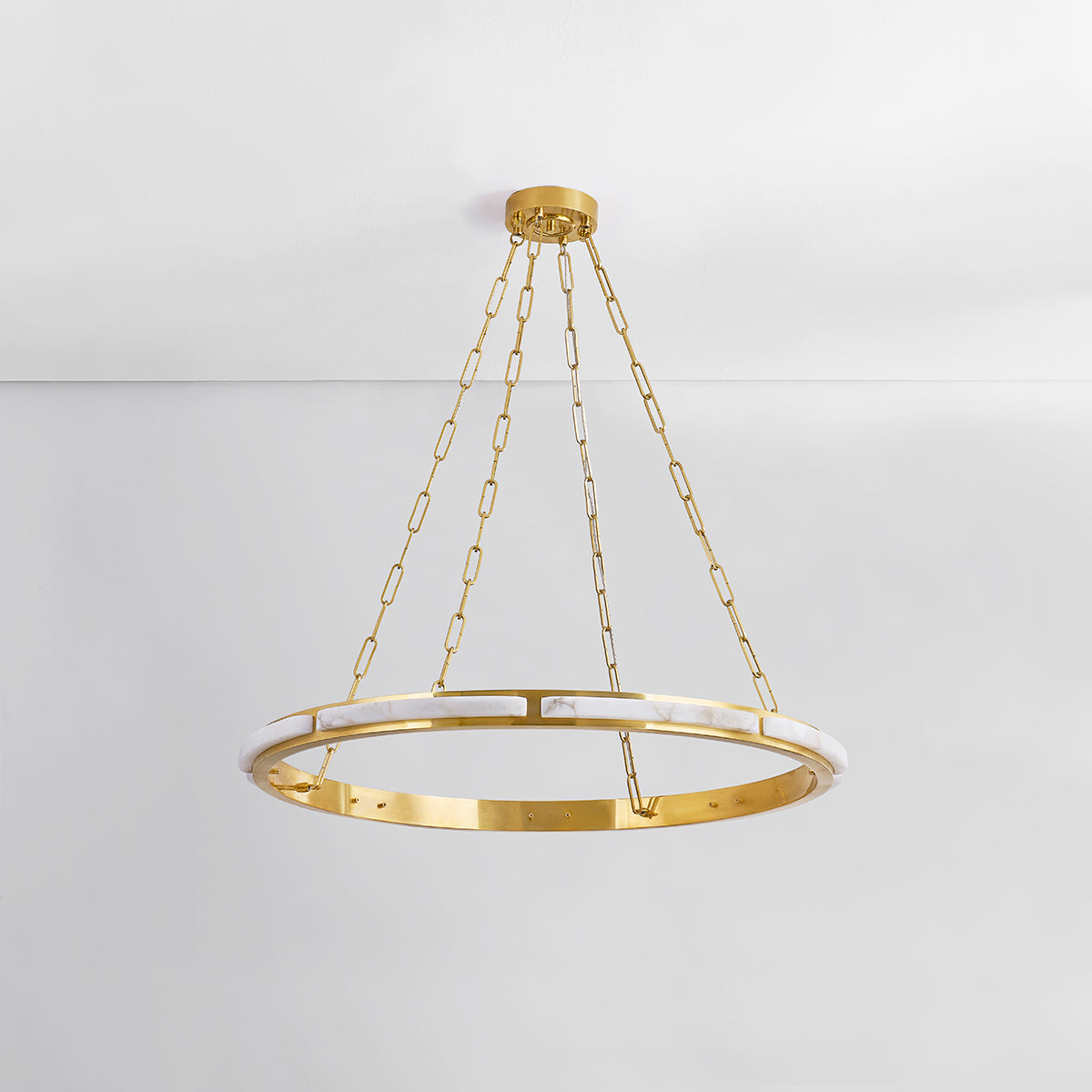 Wingate Chandelier – Aged Brass with Alabaster Shade