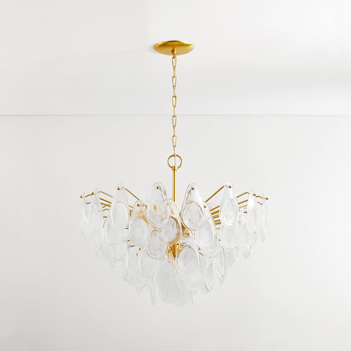Darcia 15-Light Chandelier – Aged Brass with Blonchino Shades