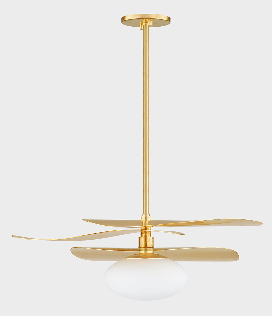 Allida Pendant Light – Vintage Gold Leaf with White Glass Shade