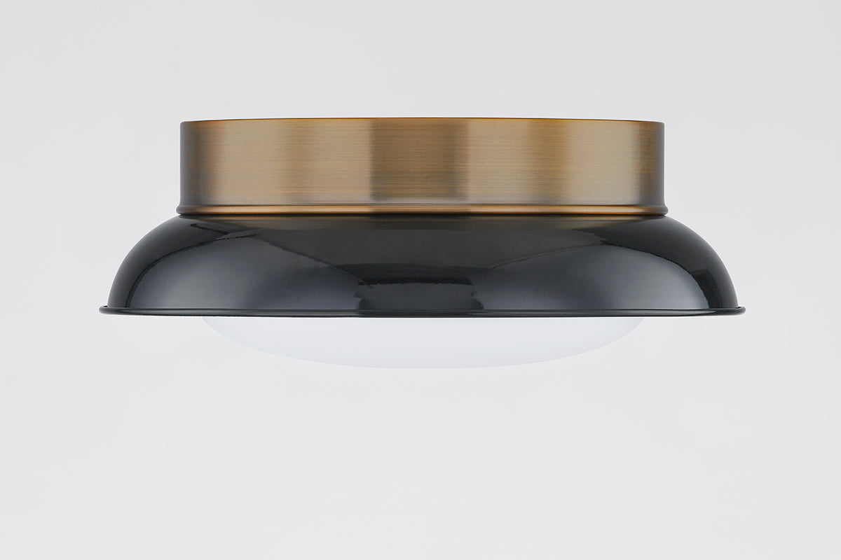 Arnie 2-Light Ceiling Light – Patina Brass and Gloss Black