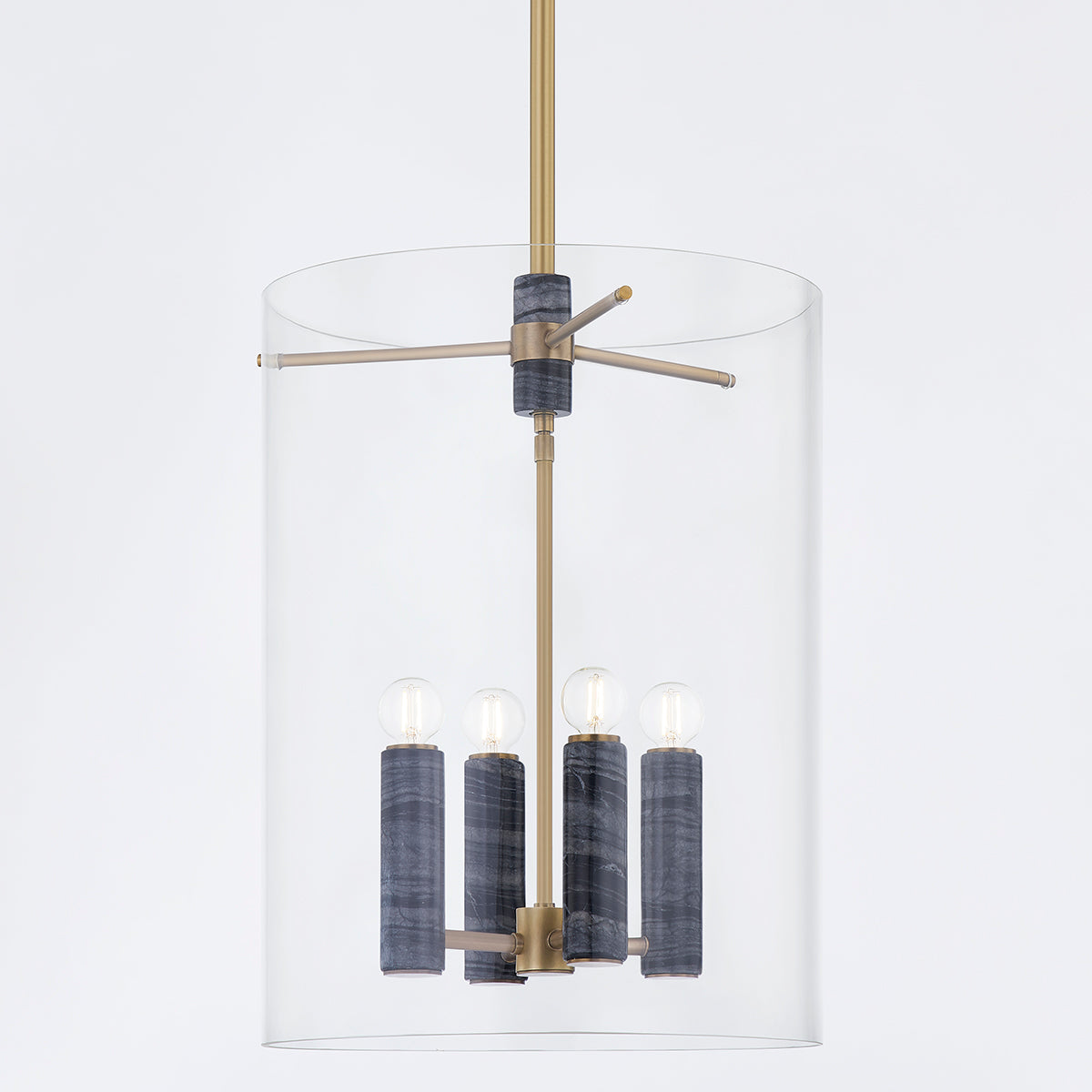 Adonis Pendant Light – Vintage Brass with Clear Glass (3 or 4 Light)