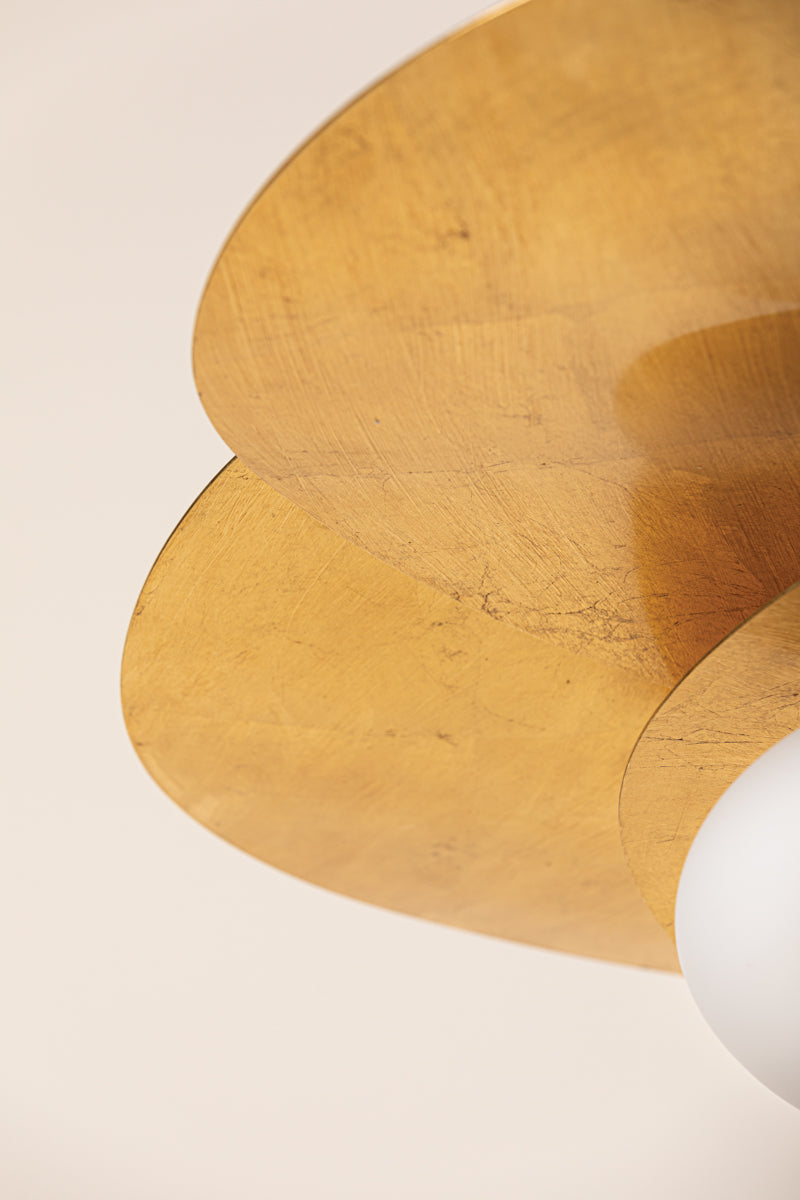 Allida Pendant Light – Vintage Gold Leaf with White Glass Shade