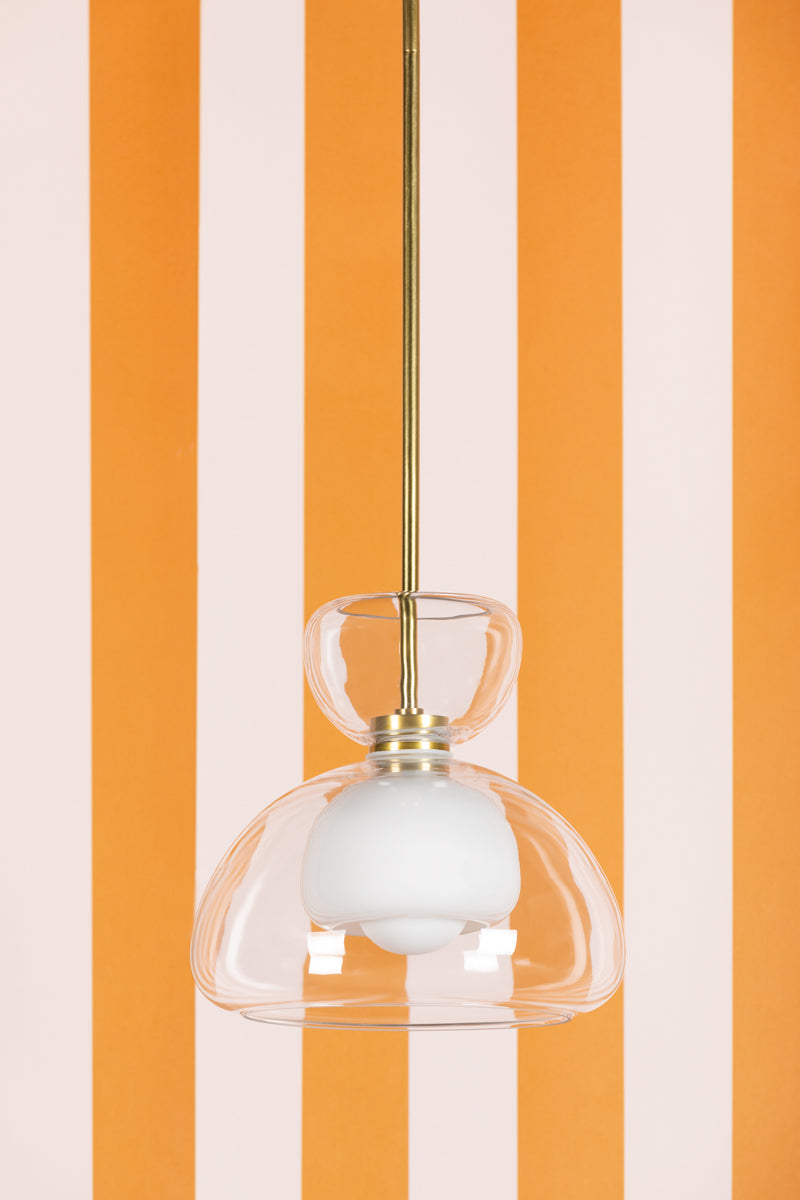 Cortney Pendant Light – Aged Brass with Clear Glass Shade