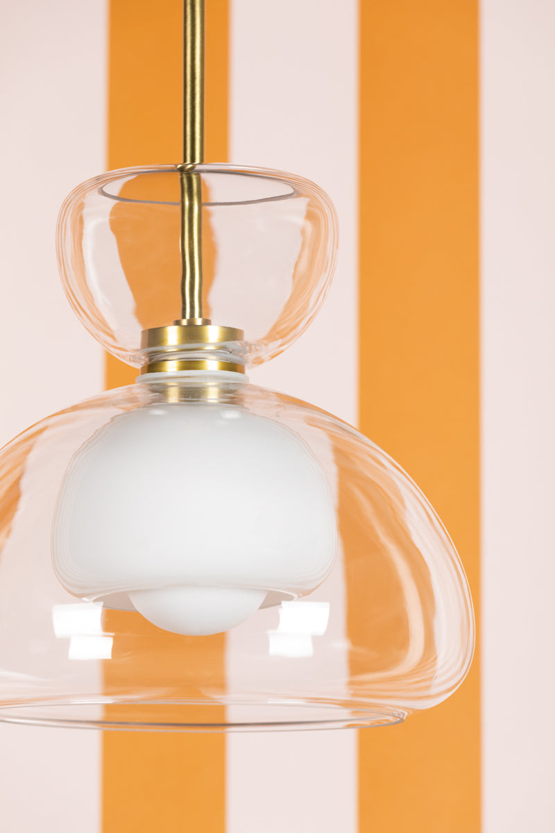 Cortney Pendant Light – Aged Brass with Clear Glass Shade
