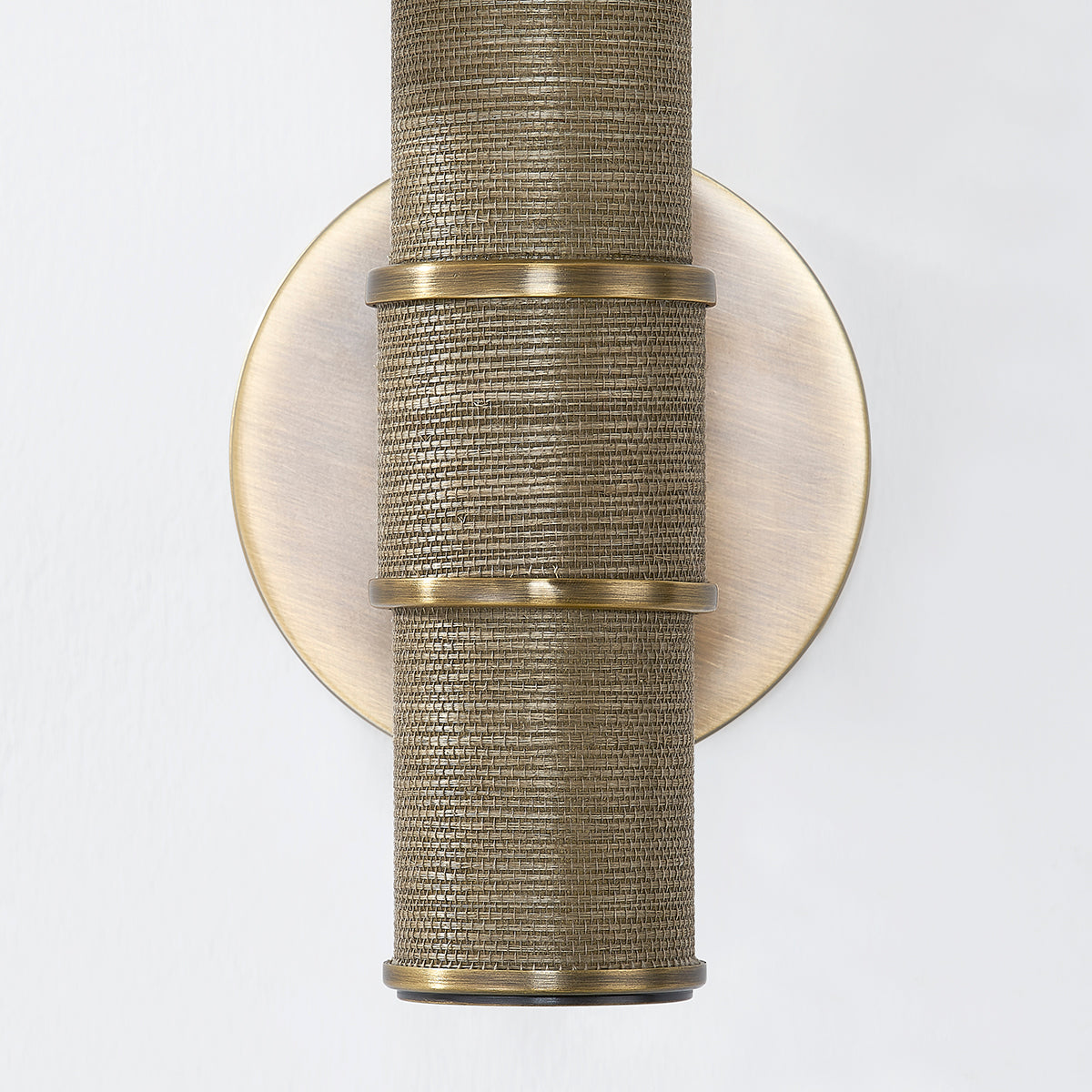 Denton Wall Light – Patina Brass with White Linen Shade
