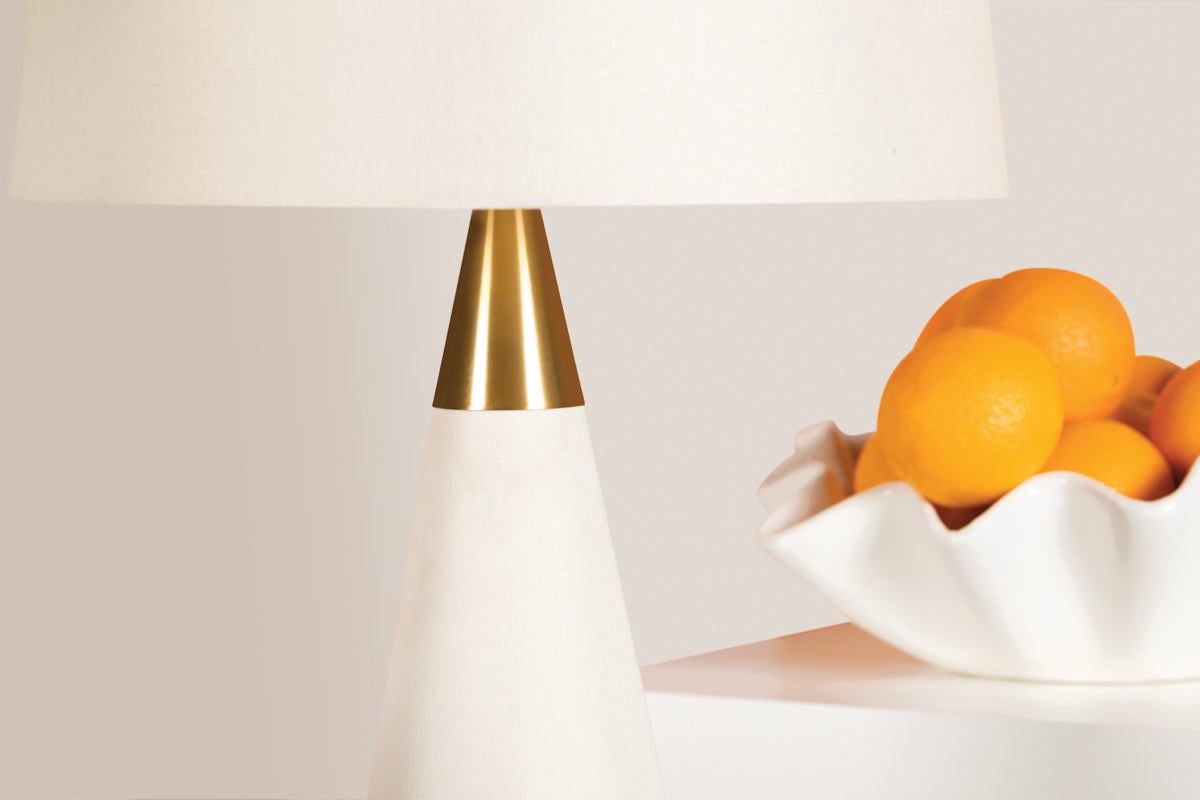 Jen Plug-In Wall Light – Aged Brass with Cream Linen Shade