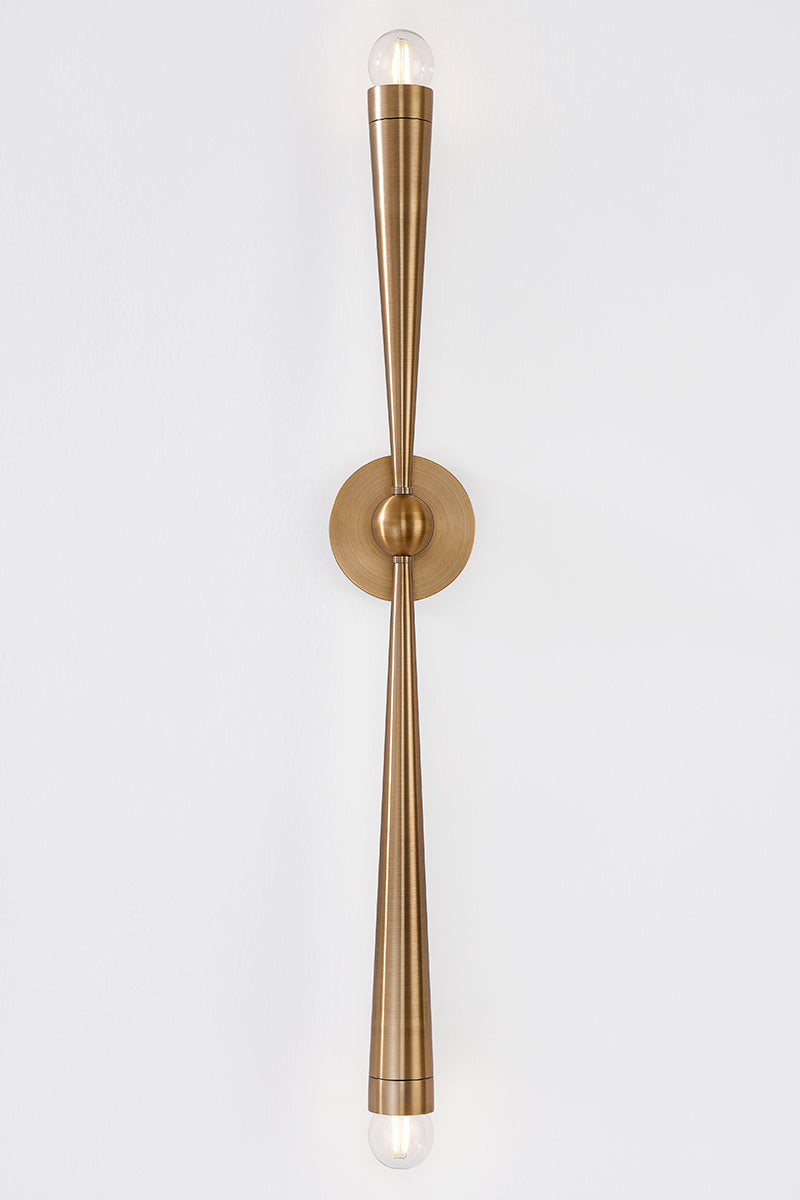 Delran Wall Light – Aged Brass with Textured Shade