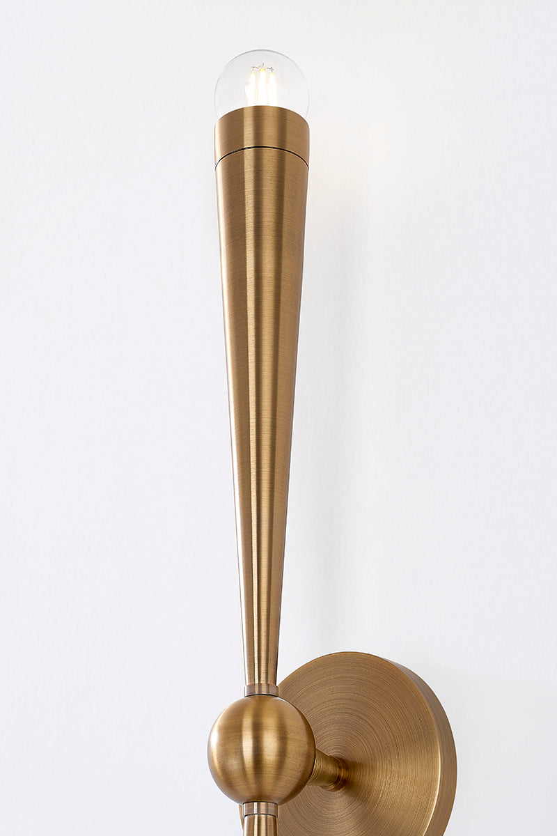 Delran Wall Light – Aged Brass with Textured Shade