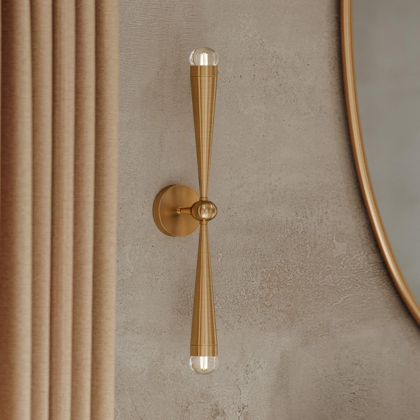 Delran Wall Light – Aged Brass with Textured Shade