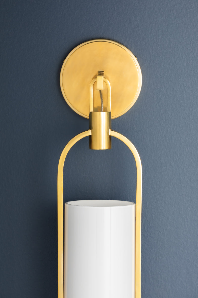 Lorimer Wall Sconce – Aged Brass with White Glass