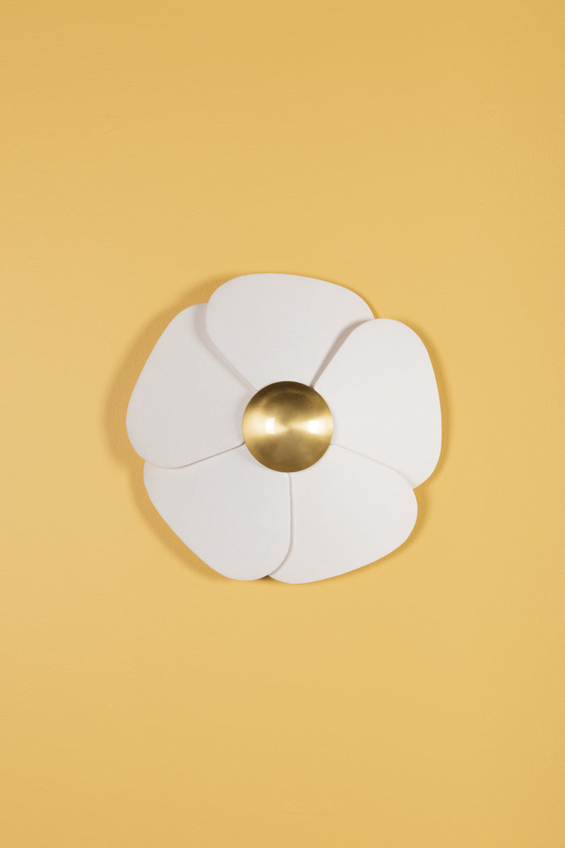 Madeline Ceiling Light – Aged Brass with Off-White Linen Shade