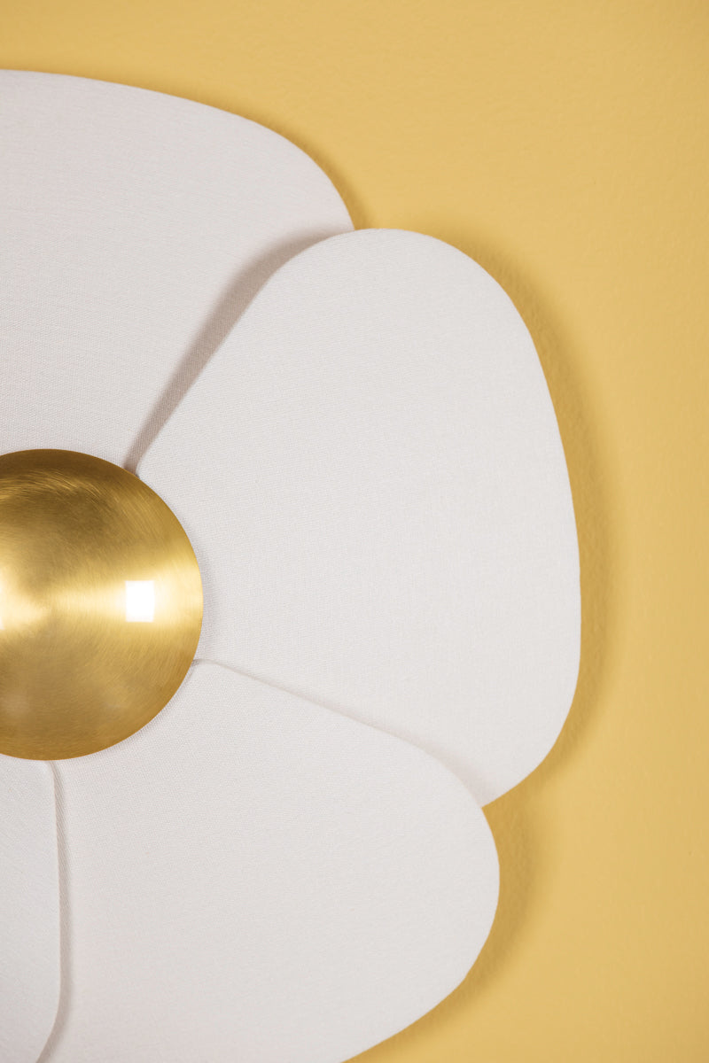 Madeline Ceiling Light – Aged Brass with Off-White Linen Shade