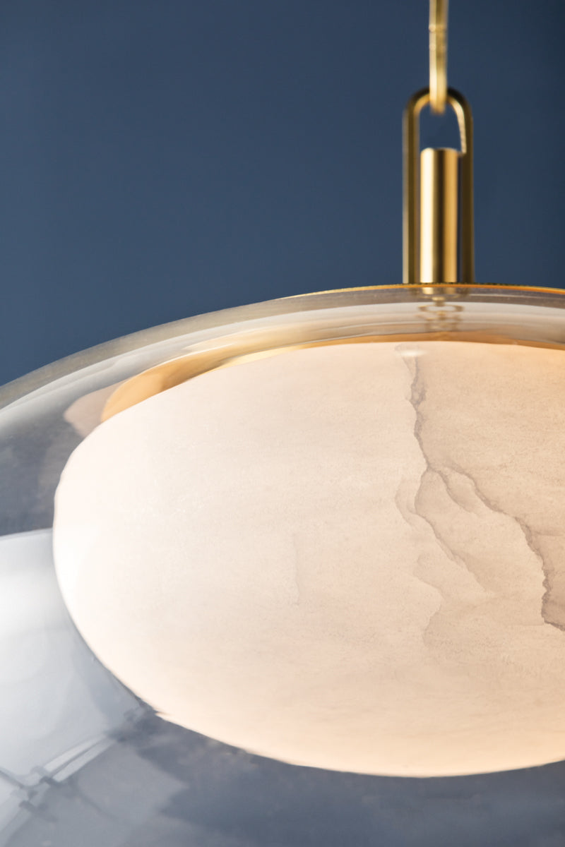 Moore Pendant Light – Aged Brass with Alabaster Shade