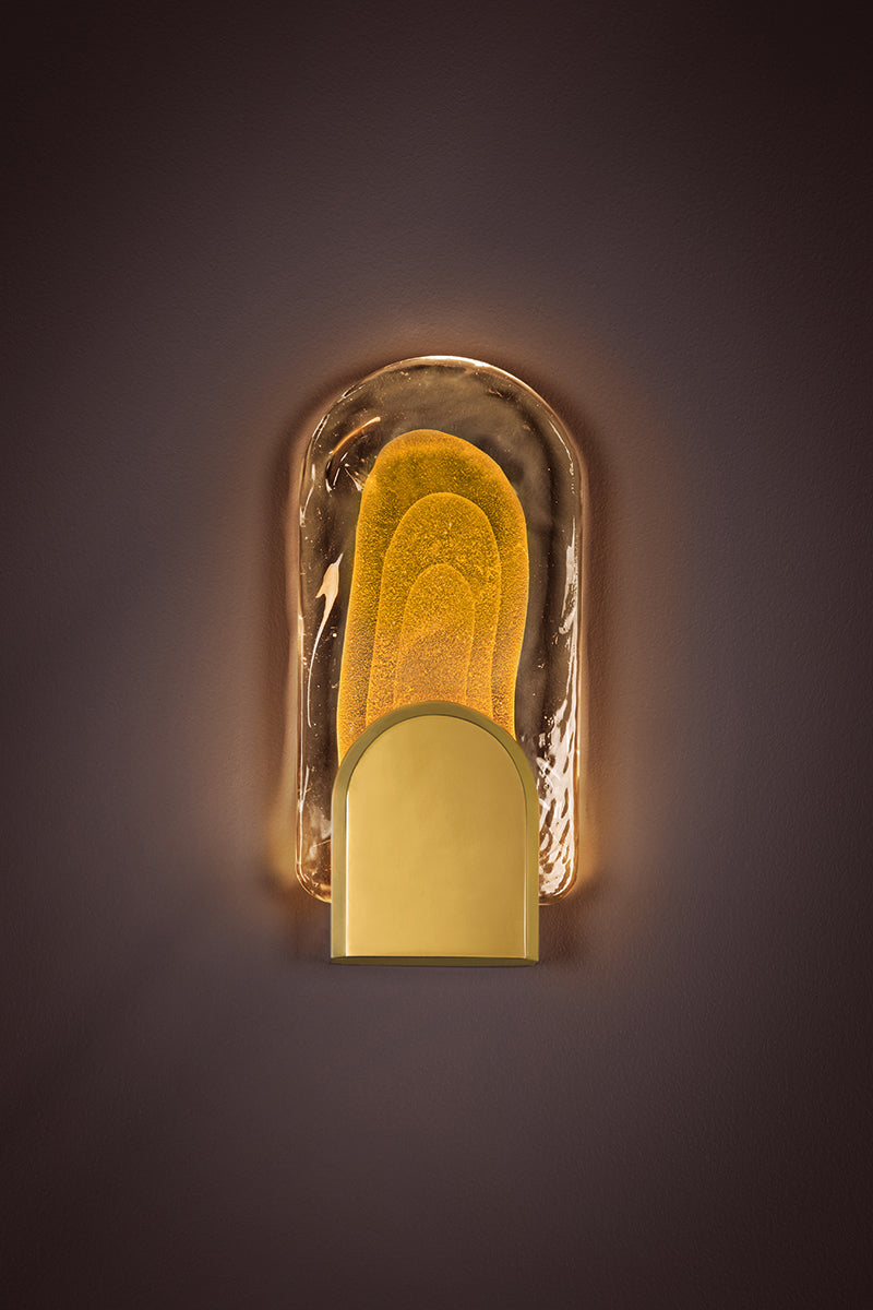 Morganite Cast Glass Wall Light – Vintage Brass