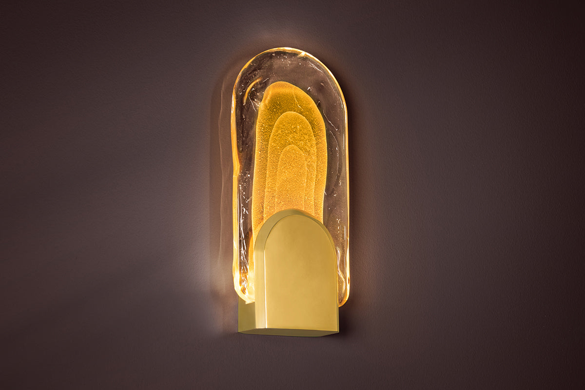 Morganite Cast Glass Wall Light – Vintage Brass