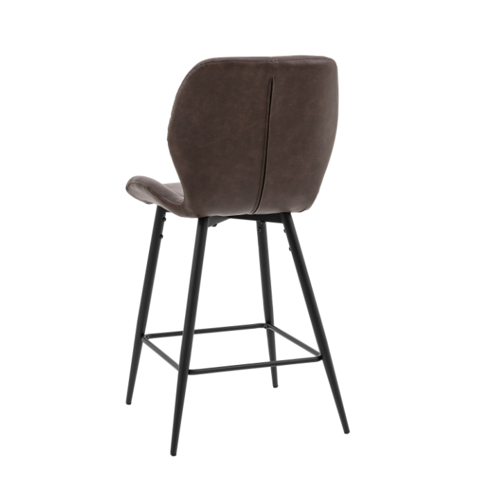 Manford Brown Faux Leather Counter Stool Set of 2 | Mid Century Modern Bar Stools