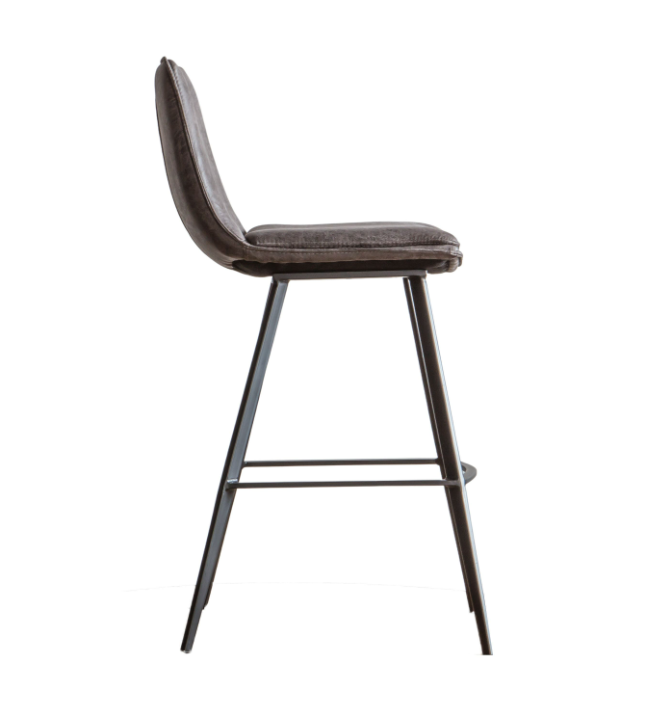 Palmer Grey Faux Leather Bar Stool Set of 2 | Contemporary Kitchen Counter Stools