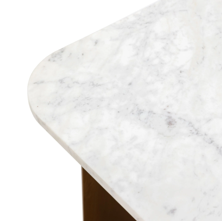Dorado Gold Marble Side Table | Luxury Square Accent Table with Metal Base