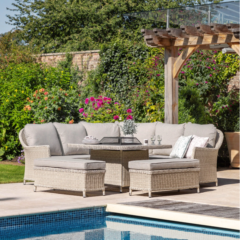 Holton Corner Square Dining Set with Fire Pit