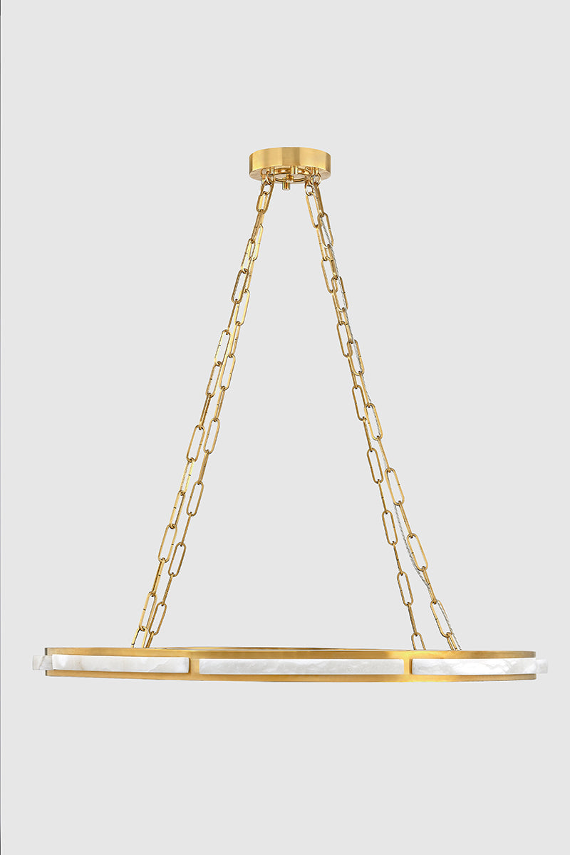 Wingate Chandelier – Aged Brass with Alabaster Shade