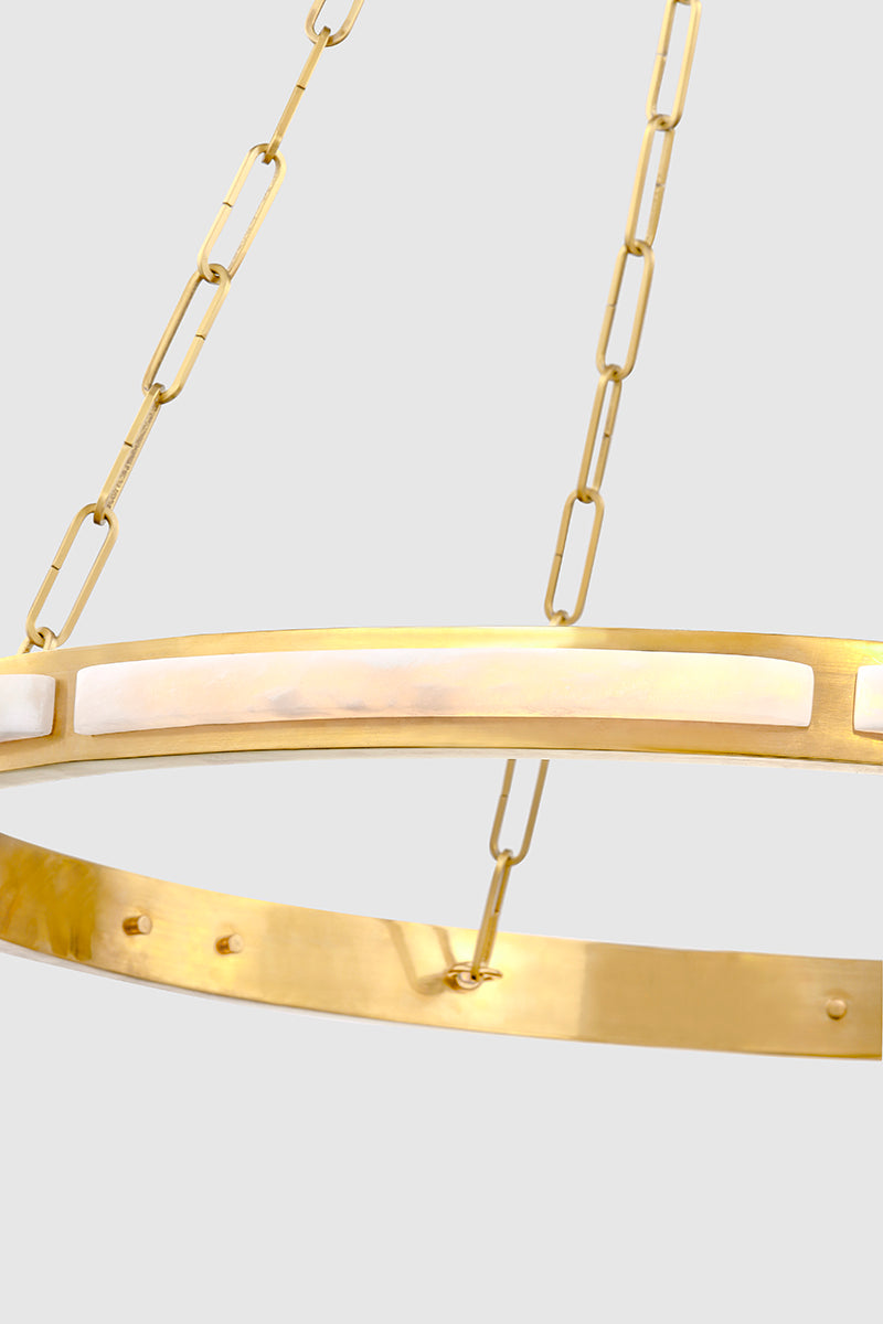 Wingate Chandelier – Aged Brass with Alabaster Shade