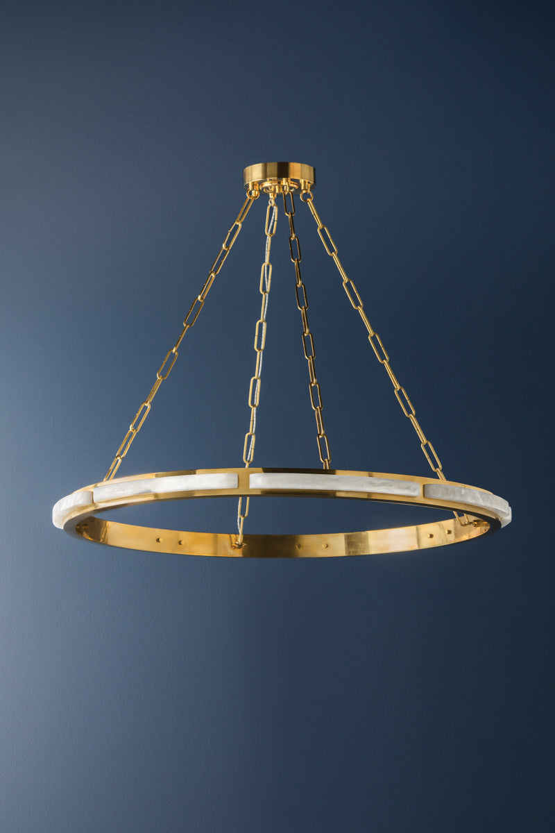 Wingate Chandelier – Aged Brass with Alabaster Shade