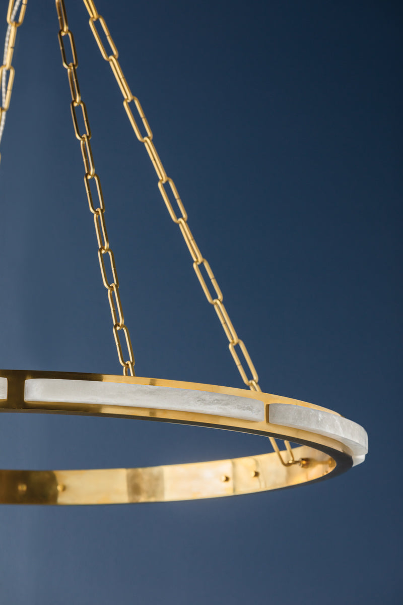 Wingate Chandelier – Aged Brass with Alabaster Shade