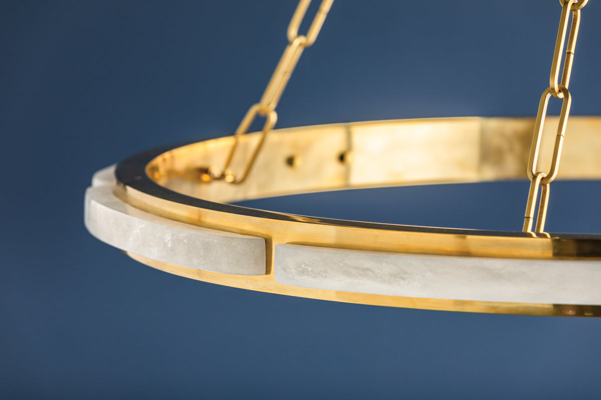 Wingate Chandelier – Aged Brass with Alabaster Shade