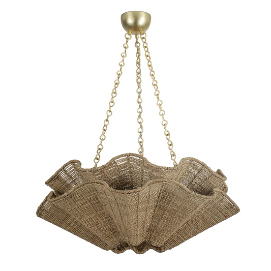 Hayworth 6-Light Pendant – Vintage Gold Leaf with Abaca Shade