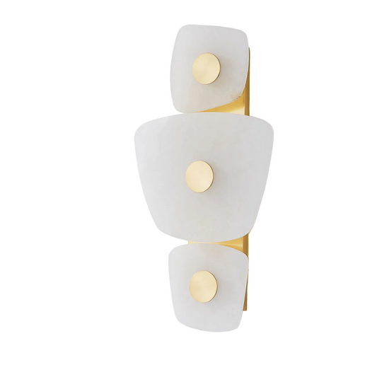 Holmdel 3-Light Wall Light – Aged Brass with Alabaster Shade