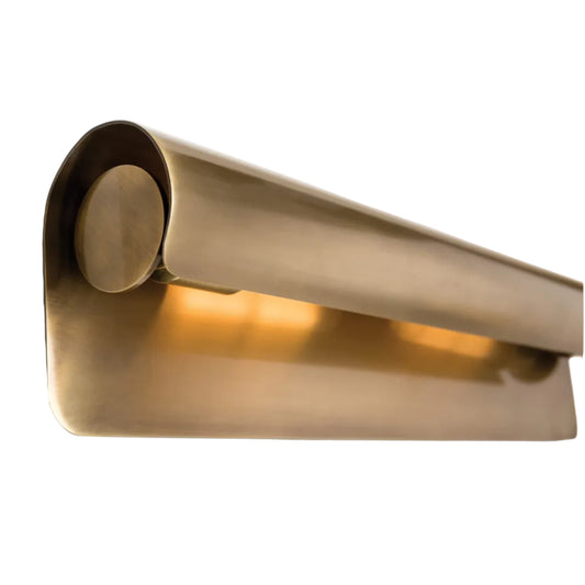 Brass towel bar on a white background