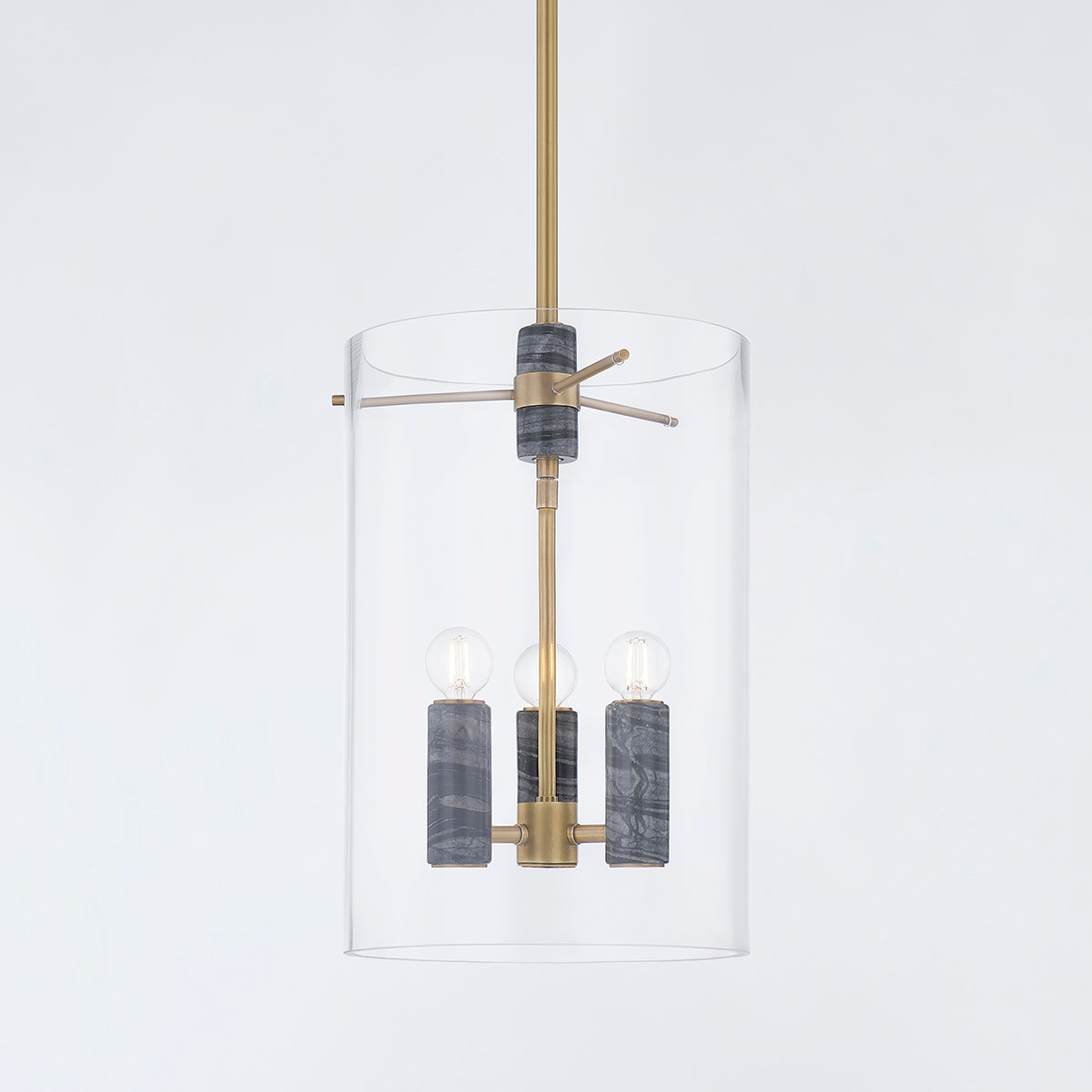 Adonis Pendant Light – Vintage Brass with Clear Glass (3 or 4 Light)