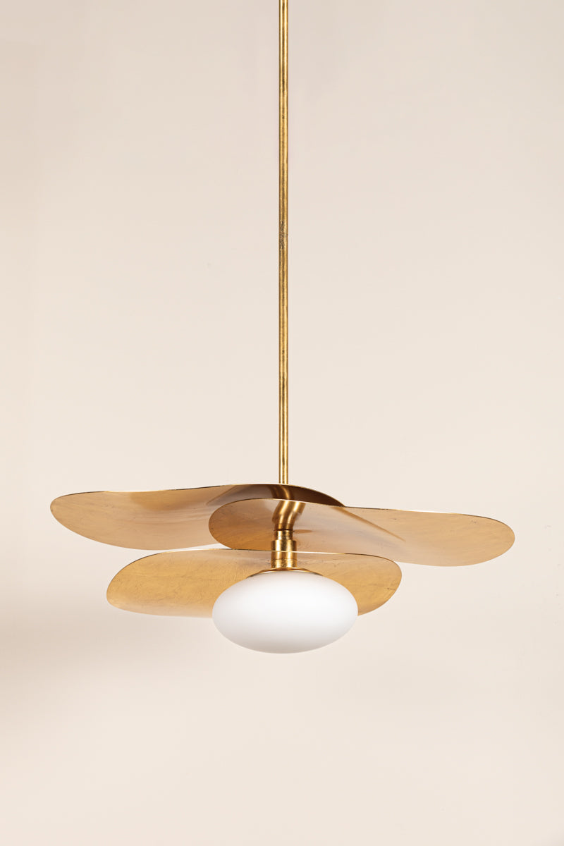 Allida Pendant Light – Vintage Gold Leaf with White Glass Shade