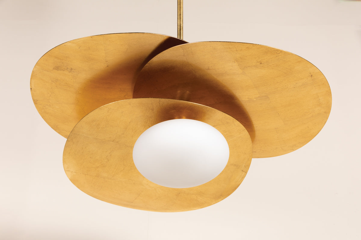 Allida Pendant Light – Vintage Gold Leaf with White Glass Shade