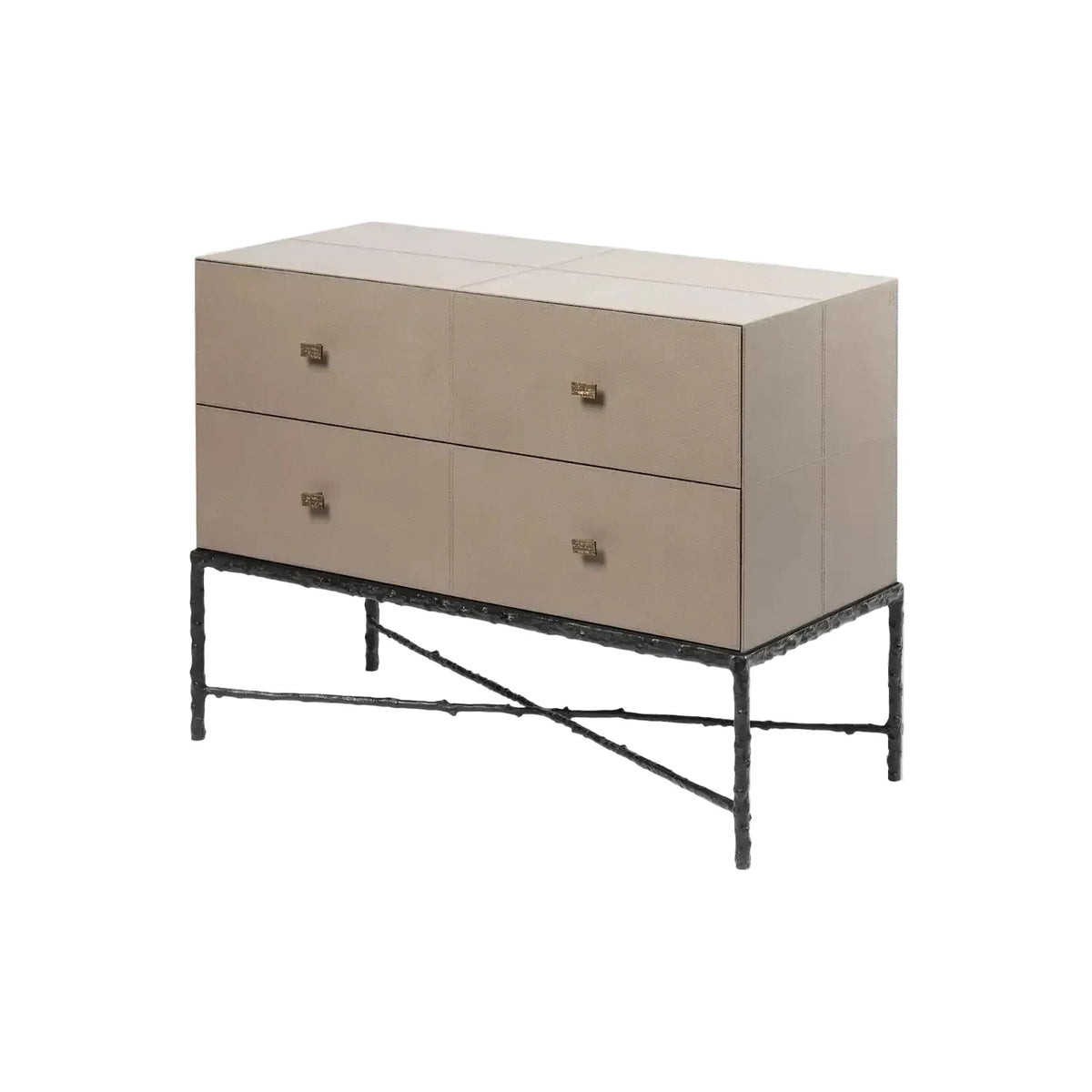 Arun Chest Bronze 2 Drawer Putty Leather