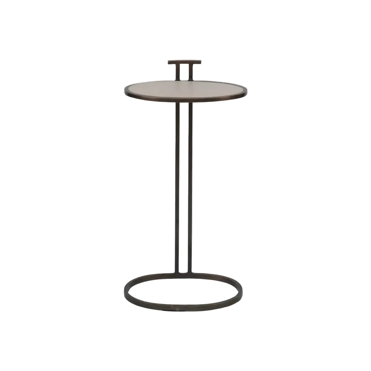 Arunya Oval Cocktail Table Dorato and Pumice Leather