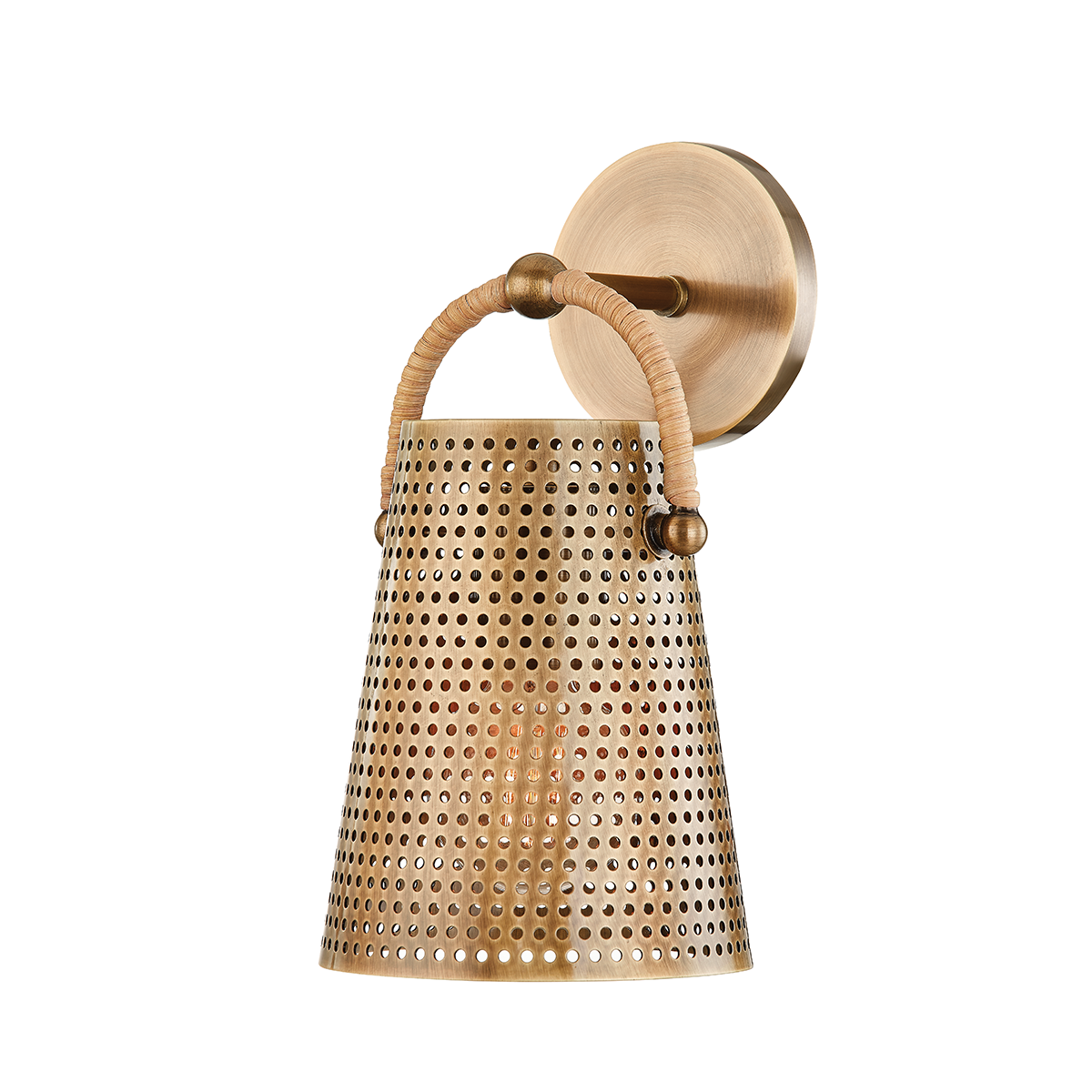 Nile Wall Light – Patina Brass with Natural Rattan Detailing