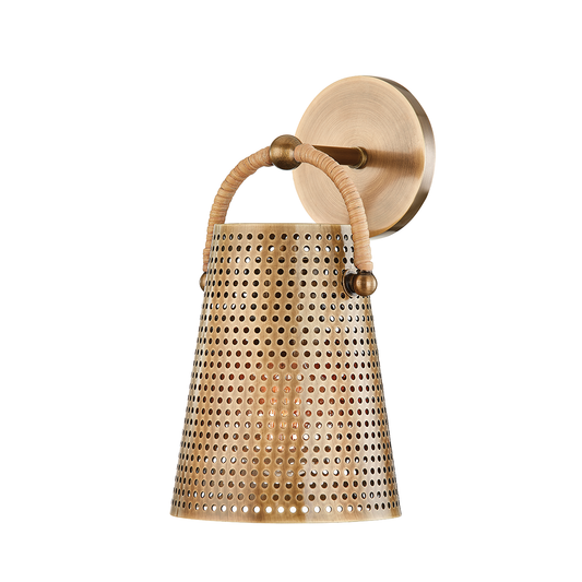 Nile Wall Light – Patina Brass with Natural Rattan Detailing