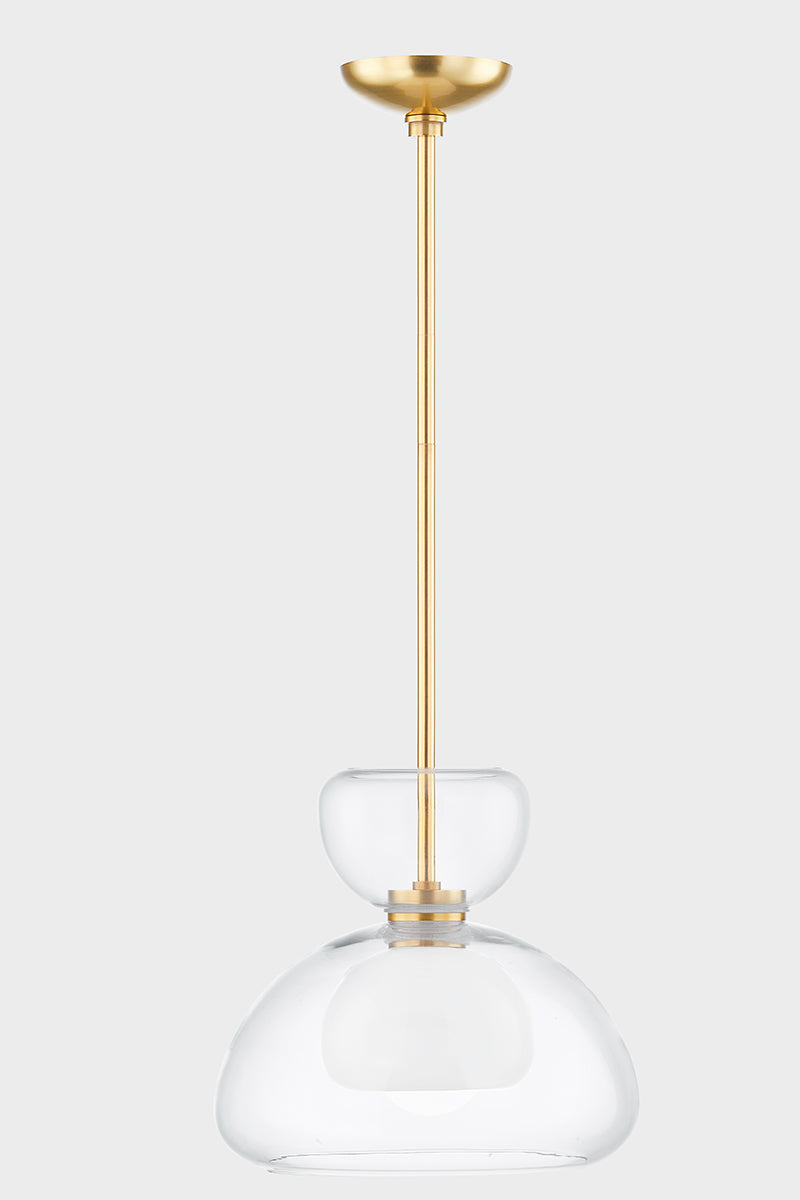 Cortney Pendant Light – Aged Brass with Clear Glass Shade