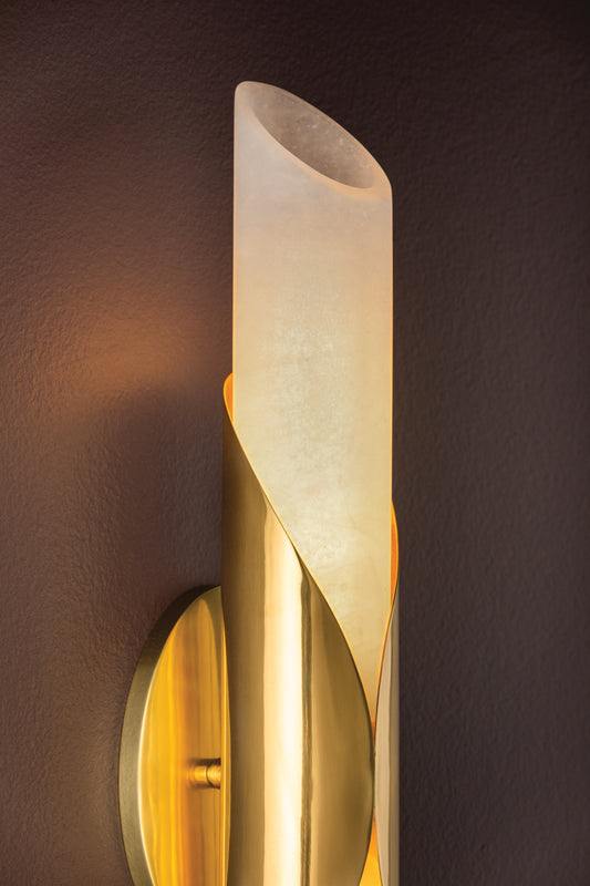 Camilla Alabaster Wall Light – Vintage Polished Brass