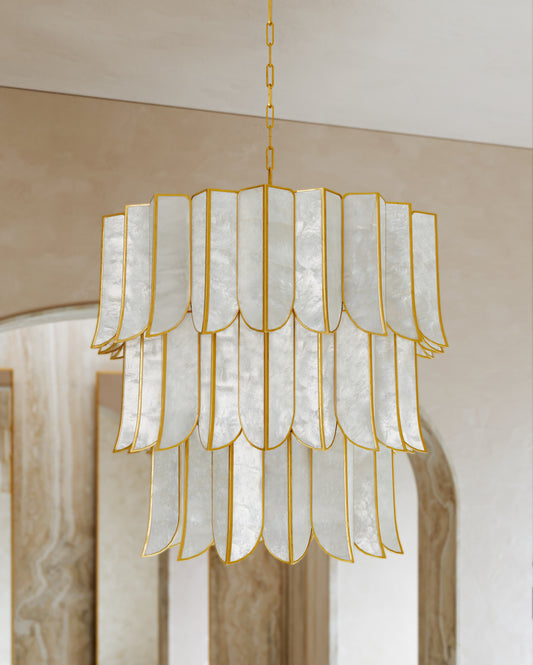 Cartagena Capiz Shell Chandelier – Vintage Gold Leaf