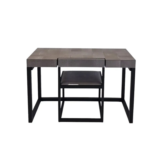 Compact Desk Grey Shagreen Leather