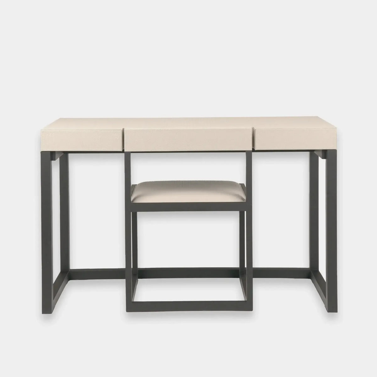 Compact Desk and Chair Woven Pumice Leather