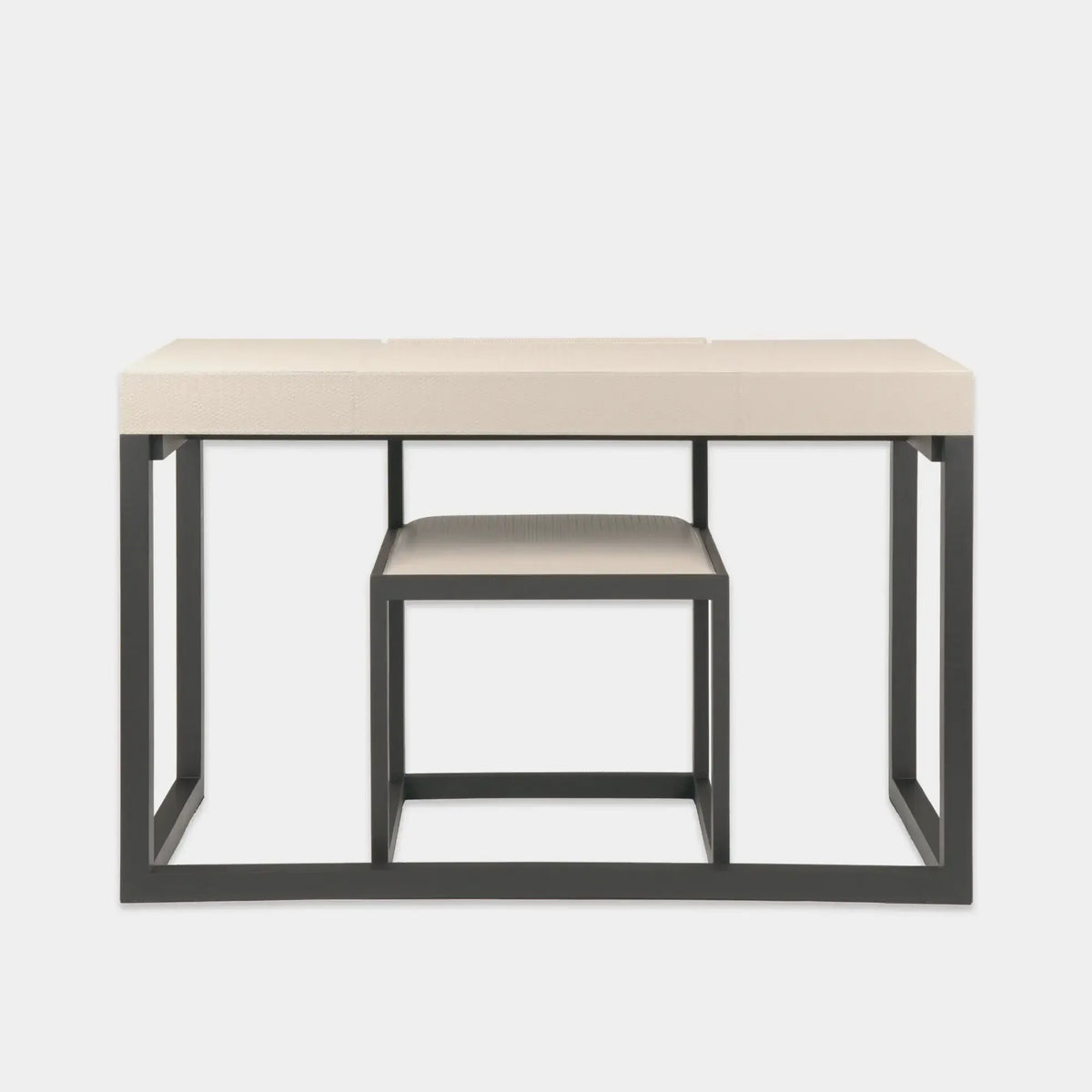 Compact Desk and Chair Woven Pumice Leather