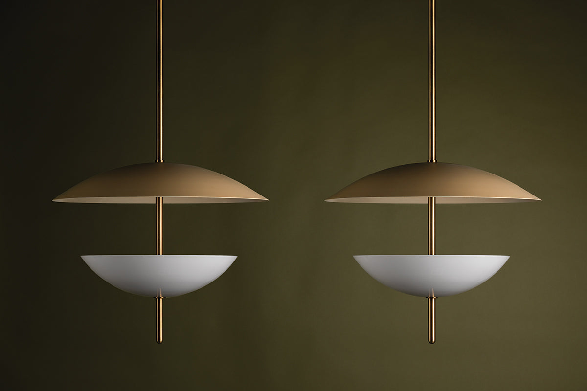 Dion Pendant Light – Patina Brass / Soft Sand