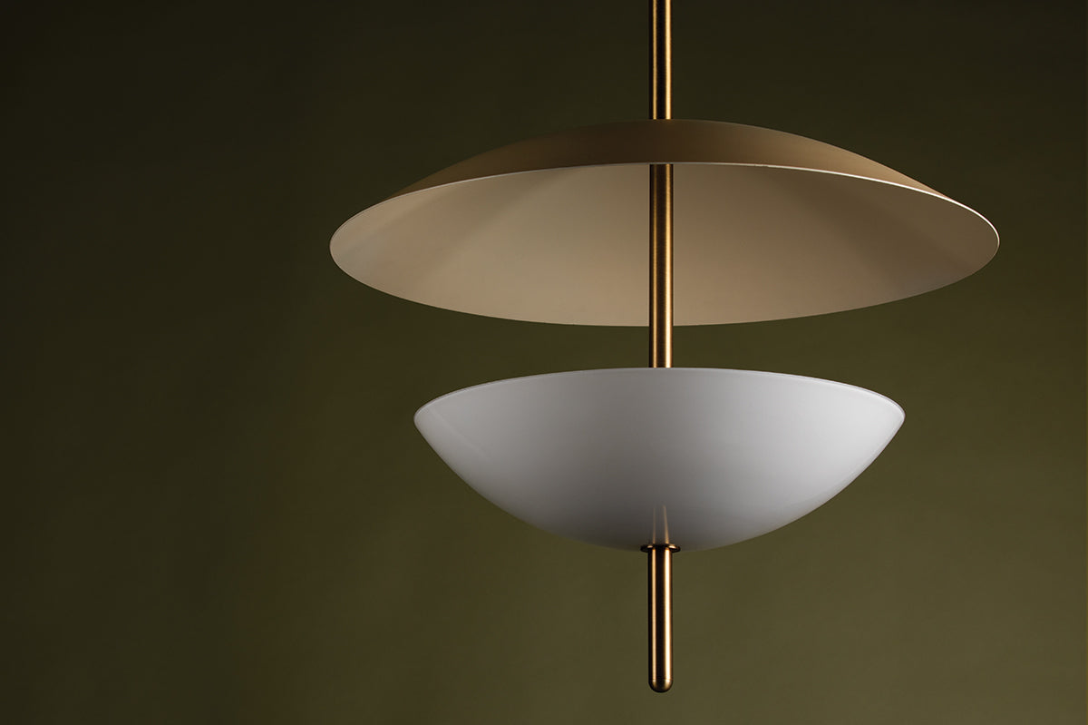 Dion Pendant Light – Patina Brass / Soft Sand