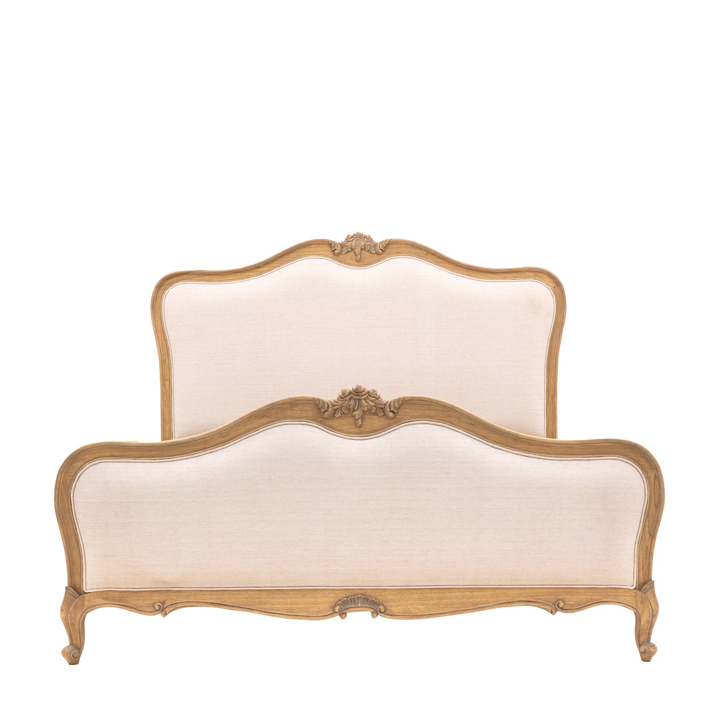Chic Super King Linen Upholstered Bed – Weathered Finish
