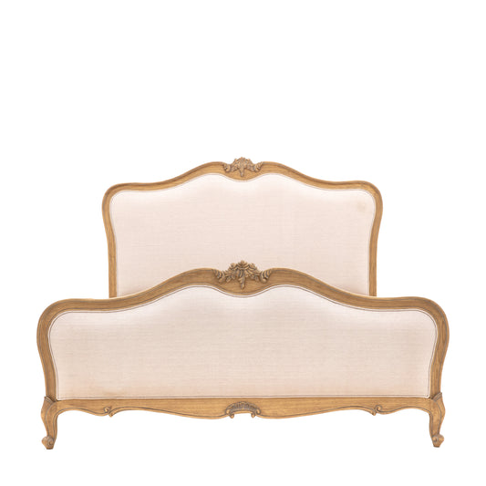 Chic Super King Linen Upholstered Bed – Weathered Finish